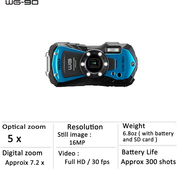 Pentax WG-90 Digital Camera - Blue