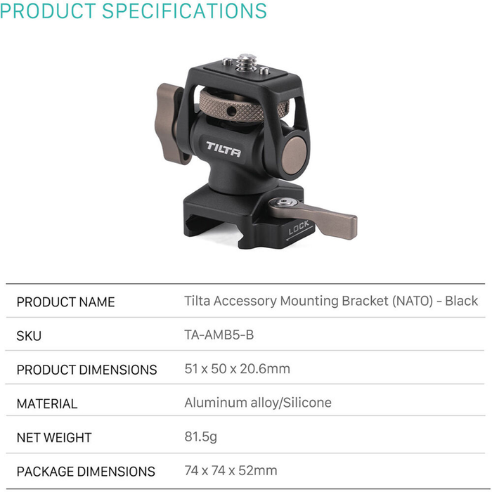 Tilta Accessory Mounting Bracket, 1/4"-20 to NATO