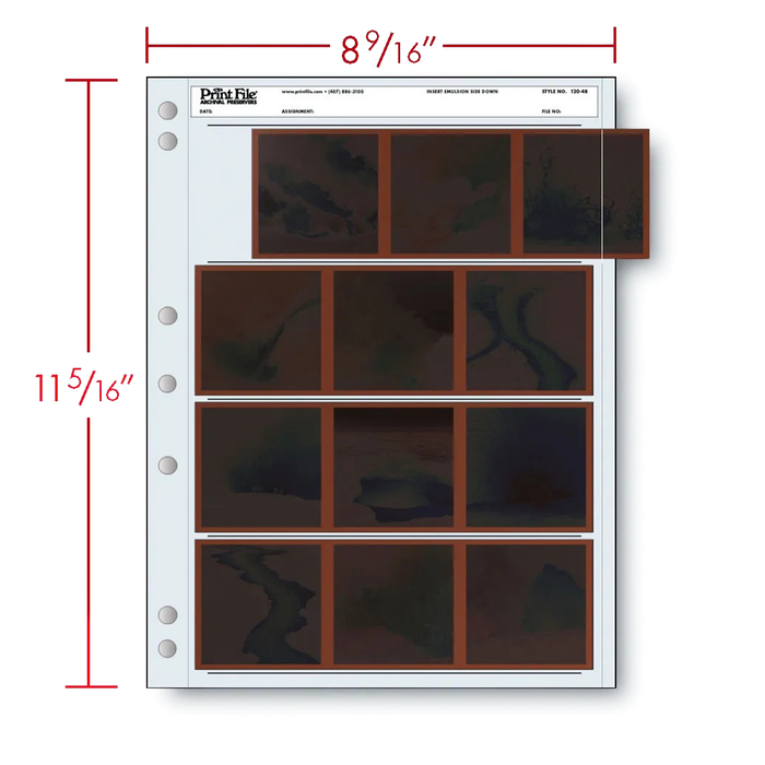 Print File 120-3HB Archival Negative Pages for 120 Film (Holds 3 Strips) - 25 Pack
