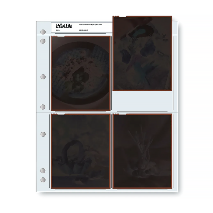 Print File 45-4B Archival Negative Pages for 4x5" Film or Transparencies (Holds 4 Individual Frames) - 25 Pack