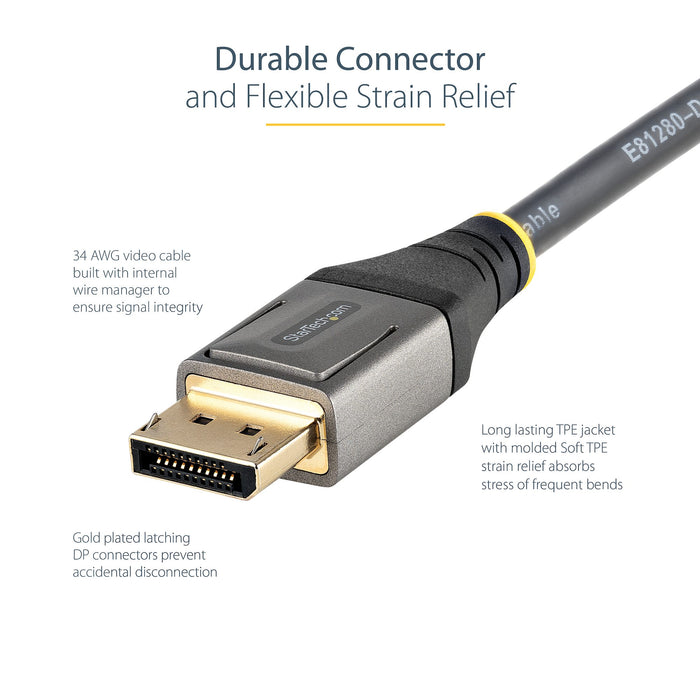 StarTech VESA 1.4 8K 60Hz HDR10 Ultra HD 4K 120Hz Male to Male Video DisplayPort Cable for Monitors/Displays - 10ft (3m)