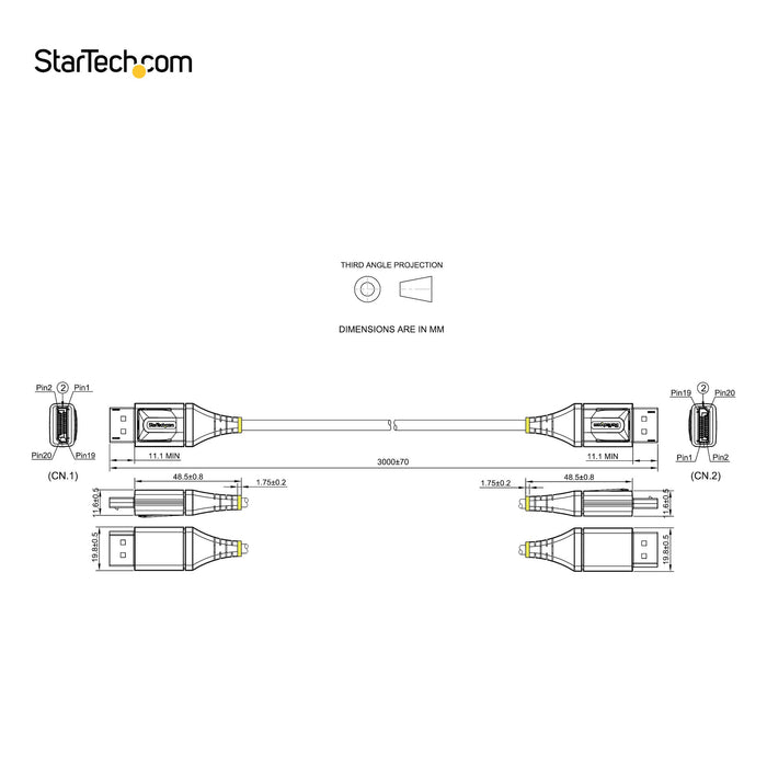 StarTech VESA 1.4 8K 60Hz HDR10 Ultra HD 4K 120Hz Male to Male Video DisplayPort Cable for Monitors/Displays - 10ft (3m)