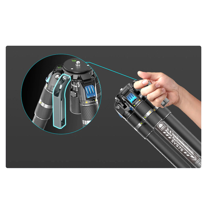 Sirui SVS75 Rapid-System One-Step Height Adjustment Carbon Fiber Tripod with SVH15 Video Fluid Head