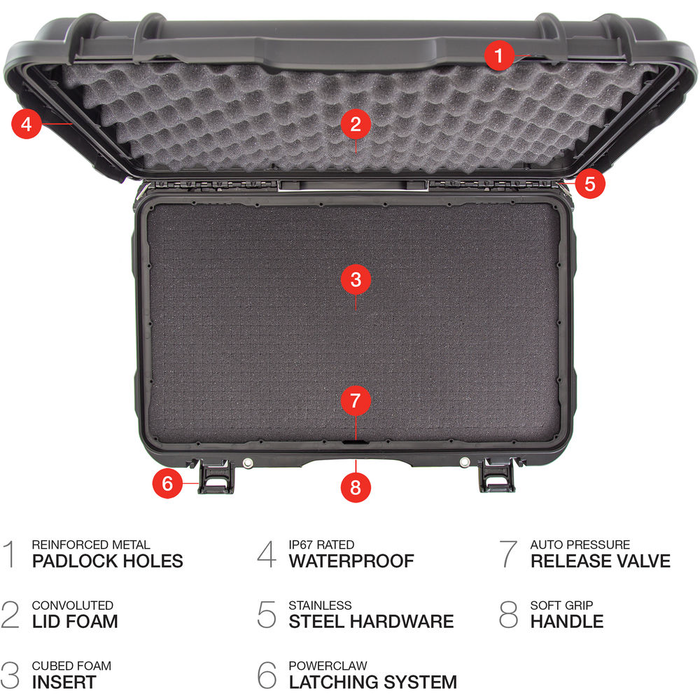 Nanuk 938 Wheeled Protective Case with Cubed Foam & Lid Foam - Black