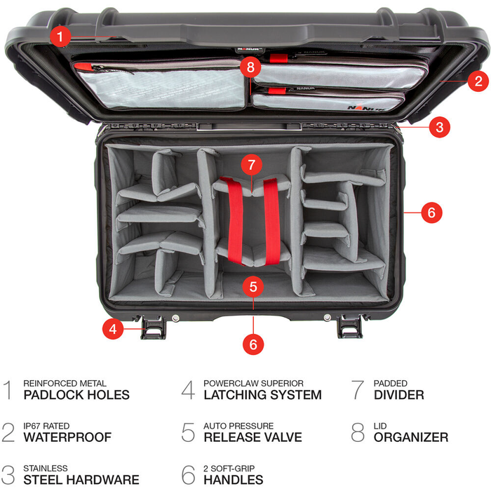Nanuk 938 Wheeled Pro Photo Kit Protective Case with Padded Dividers & Lid Organizer - Black