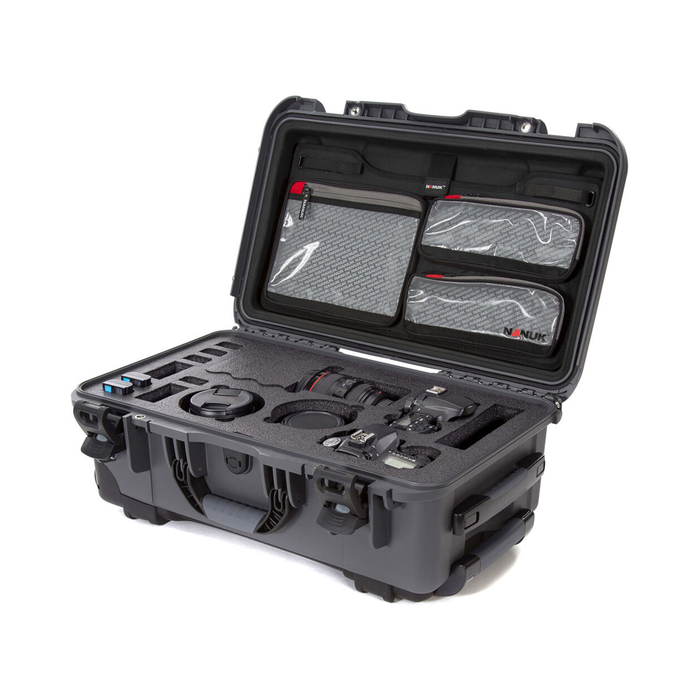 Nanuk 935 Wheeled Protective Case with Custom DSLR Foam & Lid Organizer - Graphite