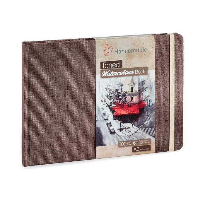 Hahnemühle Toned Watercolor Book, 200, Beige, A6 5.83" x 4.13" Landscape - 30 Sheets / 60 Pages