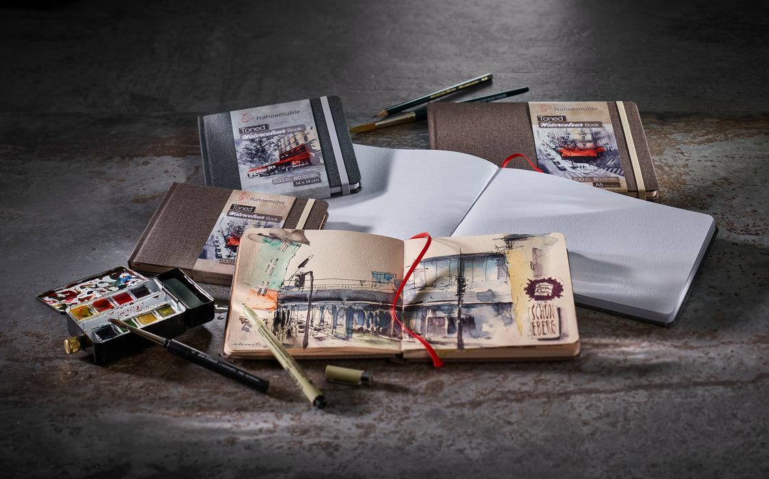 Hahnemühle Toned Watercolor Book, 200, Beige, A6 5.83" x 4.13" Landscape - 30 Sheets / 60 Pages