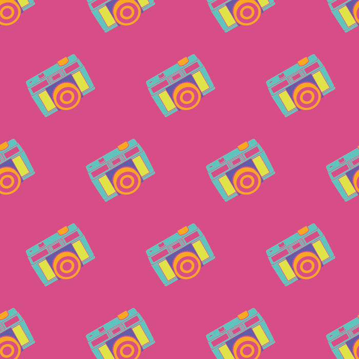 Neon Camera Gift Wrap, 10ft Roll - Pink