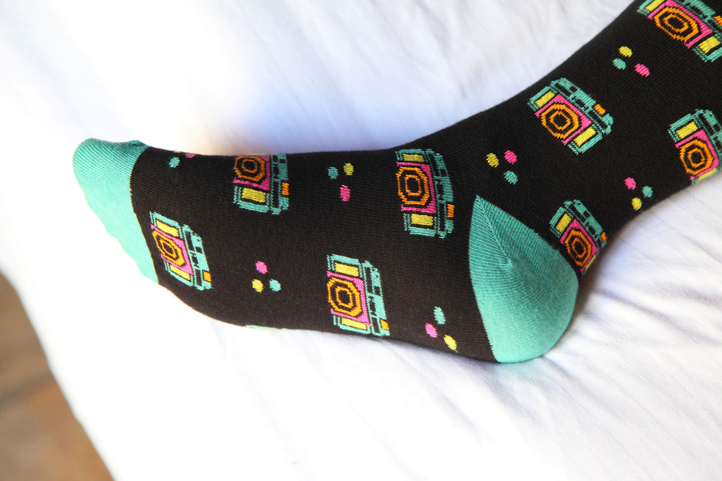 Neon Camera Socks - Black