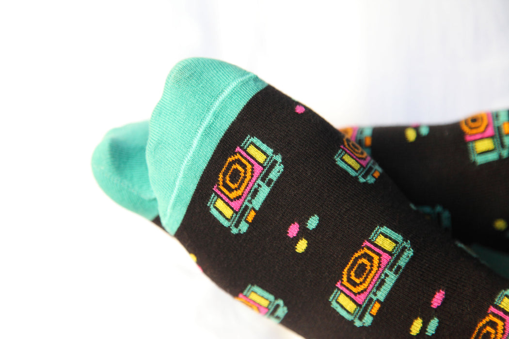 Neon Camera Socks - Black