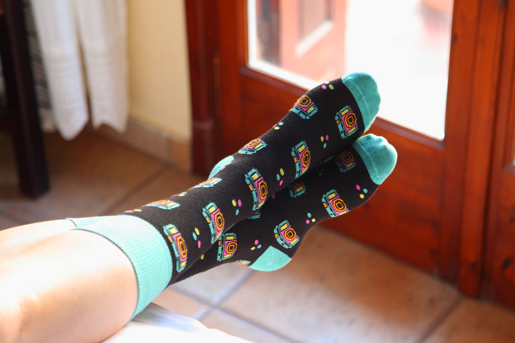 Neon Camera Socks - Black