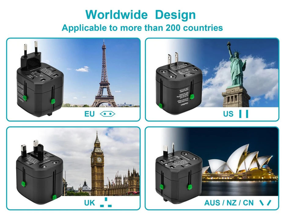 Monoprice Compact Cube Universal Travel Adapter - Black