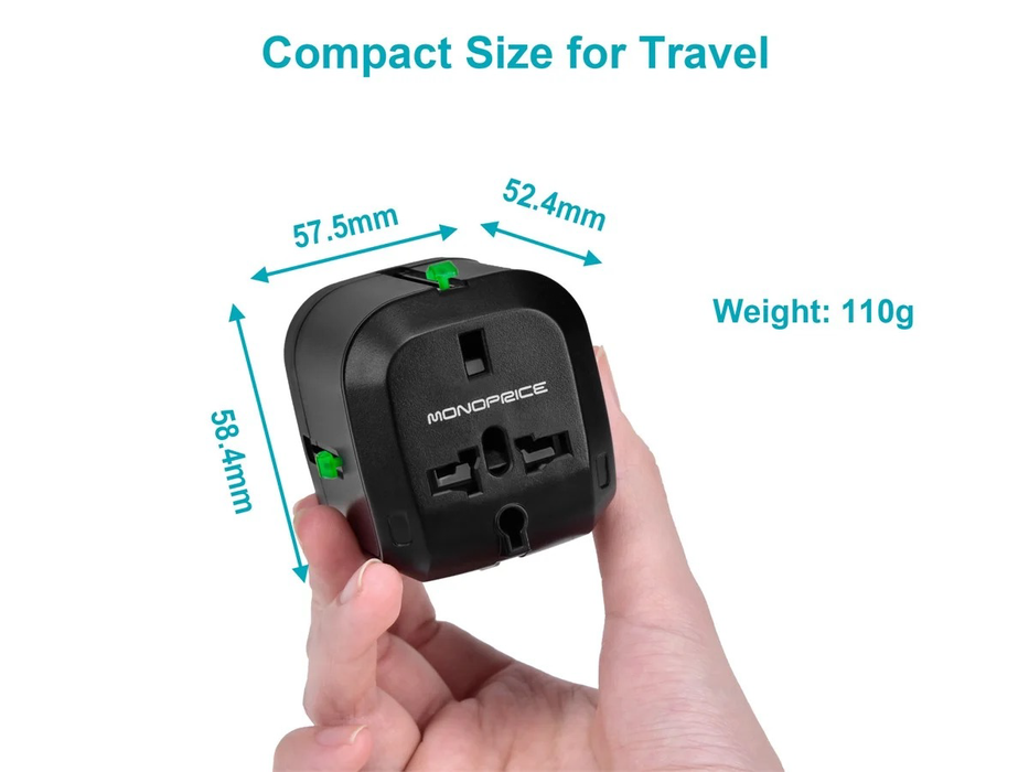 Monoprice Compact Cube Universal Travel Adapter - Black