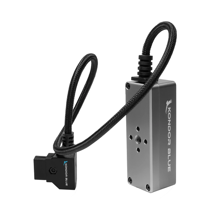 Kondor Blue Male D-Tap to 4-Port Female D-Tap Splitter Hub with 1/4"-20 Threads (12V), 16" - Space Gray