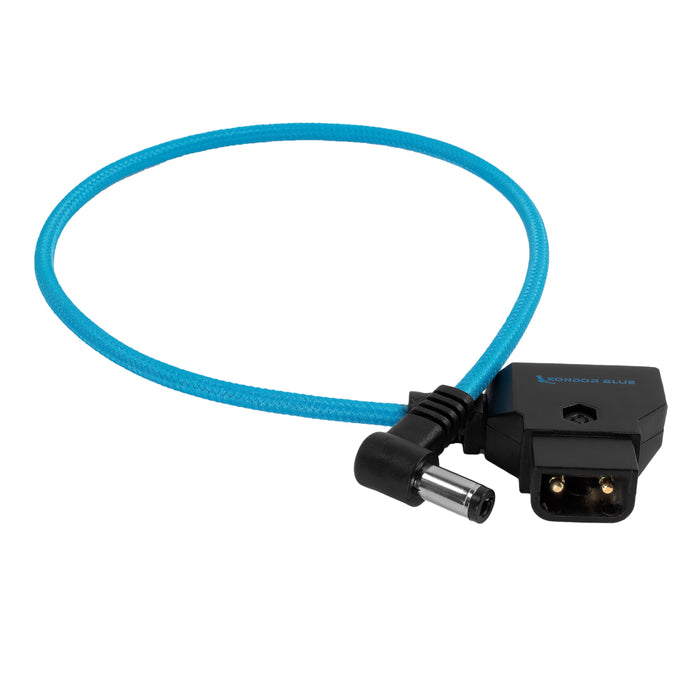 Kondor Blue D-Tap to DC Right Angle Straight Cable for Canon C70/Atomos, Select Monitors and Lights (5.5 x 2.5mm), 15" - Kondor Blue