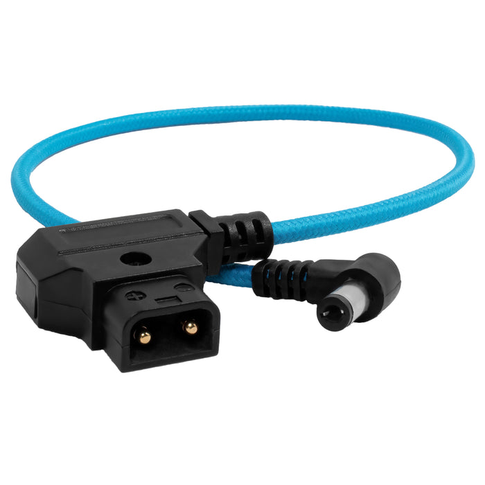 Kondor Blue D-Tap to DC Right Angle Straight Cable for Canon C70/Atomos, Select Monitors and Lights (5.5 x 2.5mm), 15" - Kondor Blue