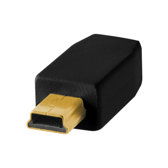 Tether Tools TetherPro USB 2.0 Type-A to Mini-B 5-Pin USB Cable, Non-Reflective Black, 15'