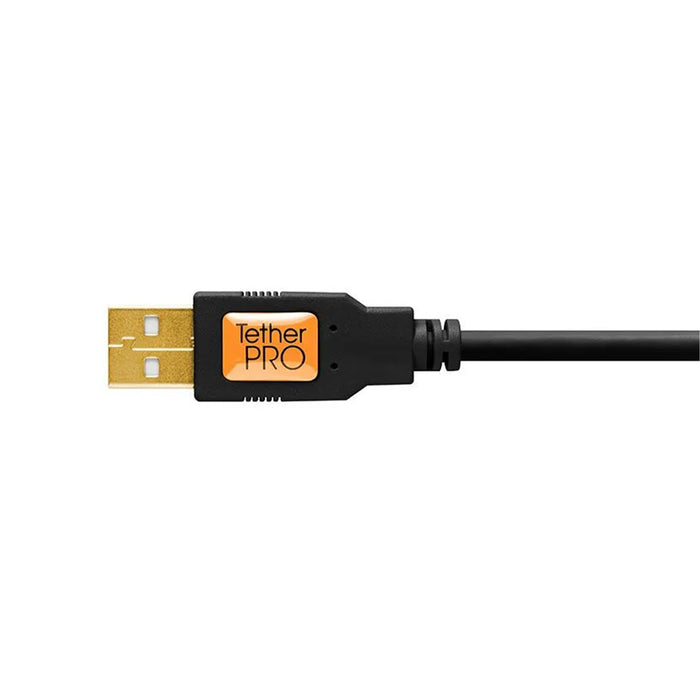 Tether Tools TetherPro USB 2.0 Type-A to Mini-B 5-Pin USB Cable, Non-Reflective Black, 15'