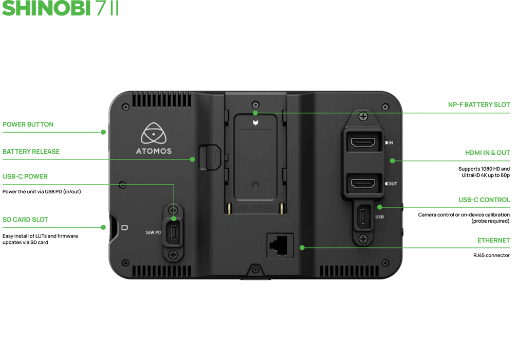 Atomos Shinobi 7 II 7" HDMI HDR Monitor with Camera Control