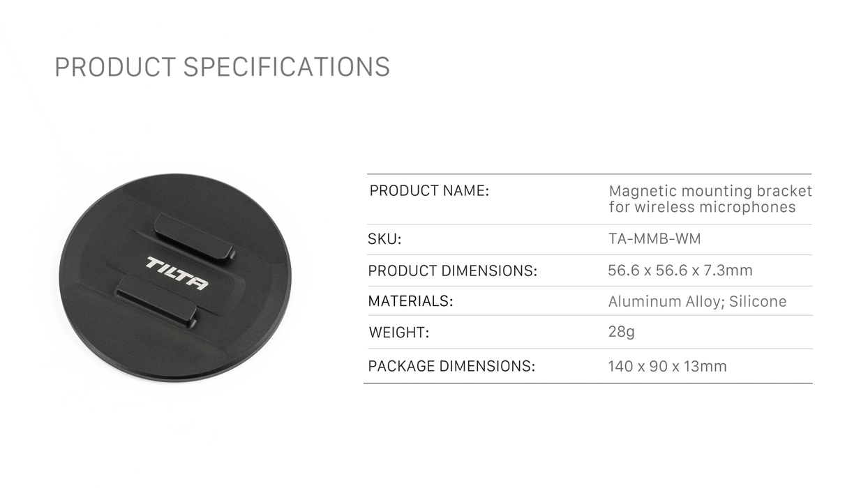 Tilta Magnetic Mounting Bracket for Wireless Microphones