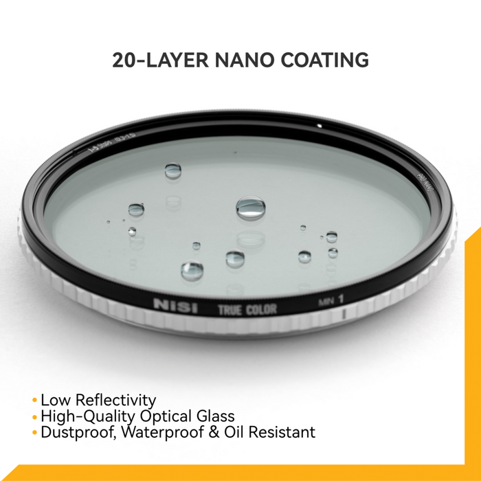 NiSi 77mm True Color ND-VARIO Pro Nano 1-5 Stops Variable Neutral Density Filter