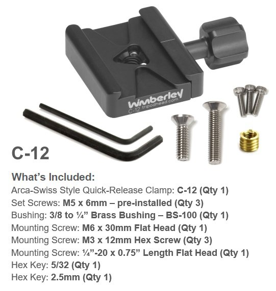 Wimberley C-12 Arca-Swiss Style Quick-Release Clamp