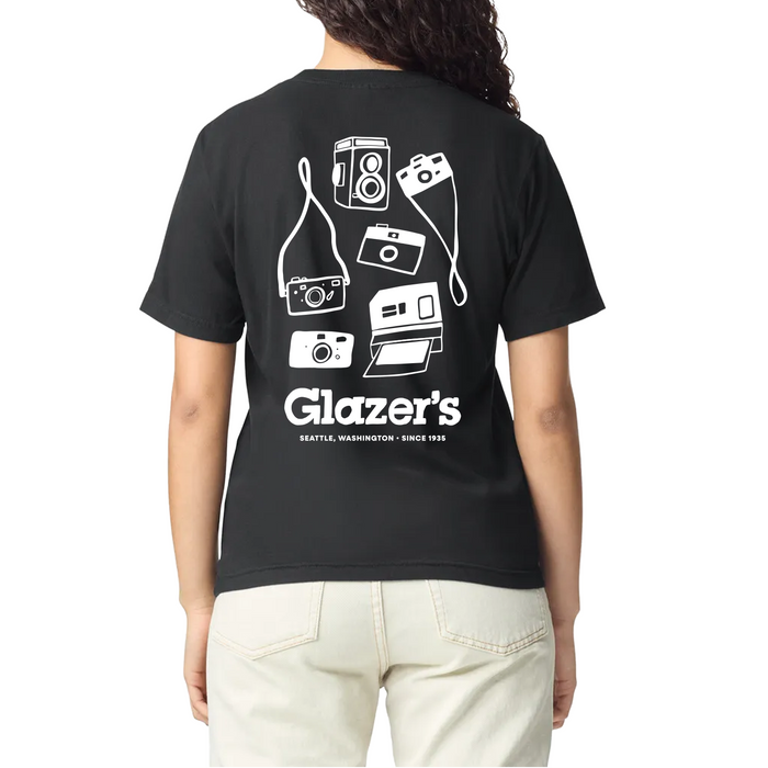 Glazer's Camera Collage T-Shirt Black - Large