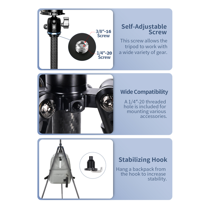 Sirui AT-125 Carbon Fiber Traveler Tripod with KS-5 Ball Head