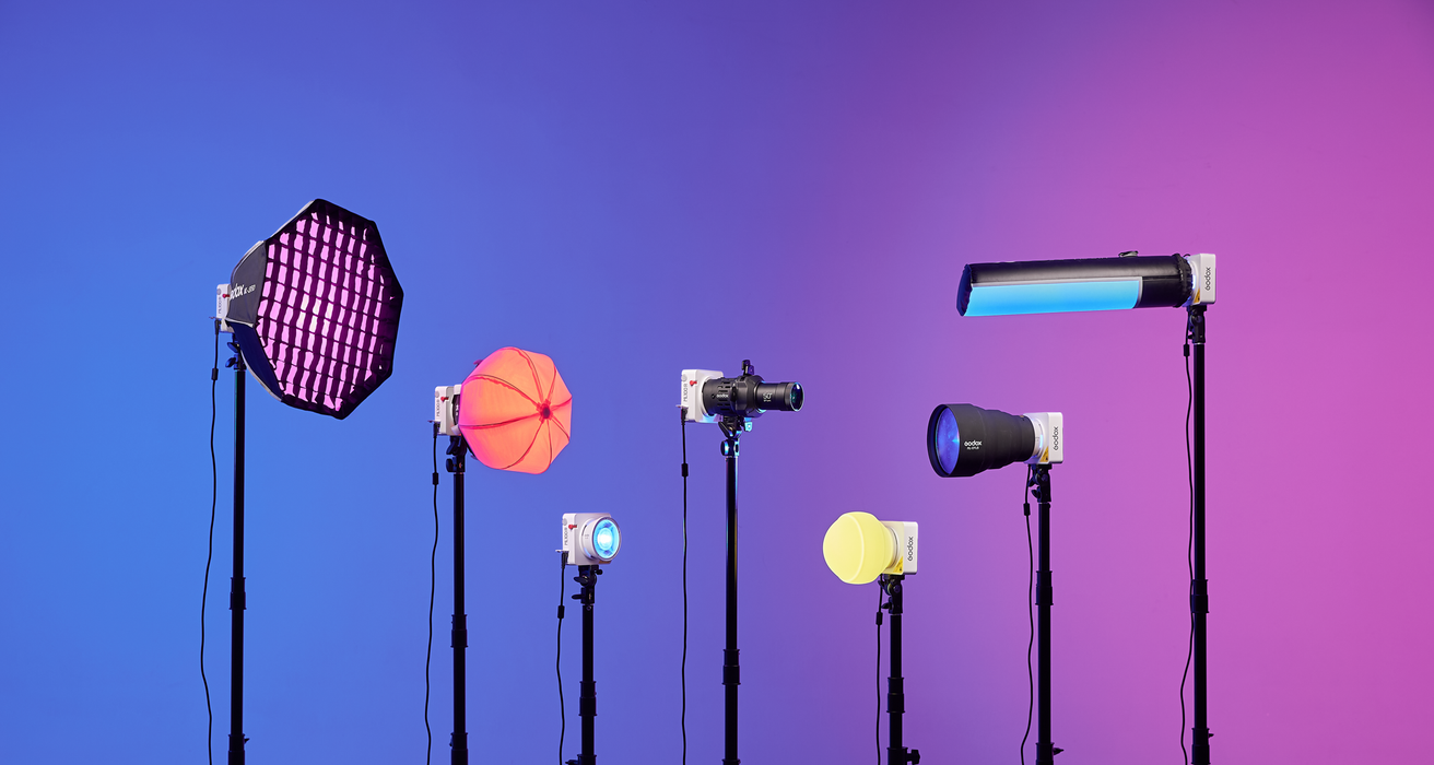Godox ML100R RGB Portable LED Light Kit with 36 Lens & Battery Grip