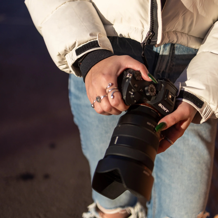 Op/Tech Mirrorless Wrist Strap with 3/8" Mini Quick to 1.5mm Mini Quick Disconnect Loop Connector, 11" - Black