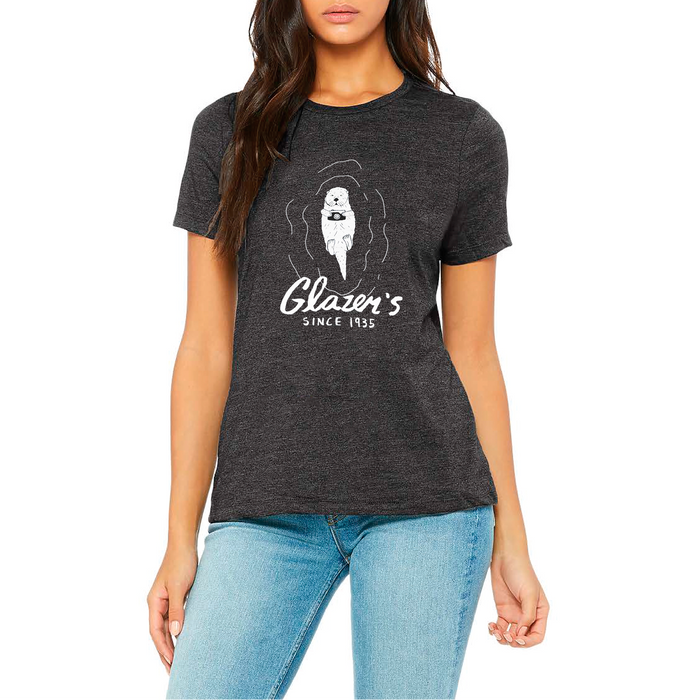 Glazer's Otter Camera T-Shirt Charcoal-Black Triblend - Women's Large