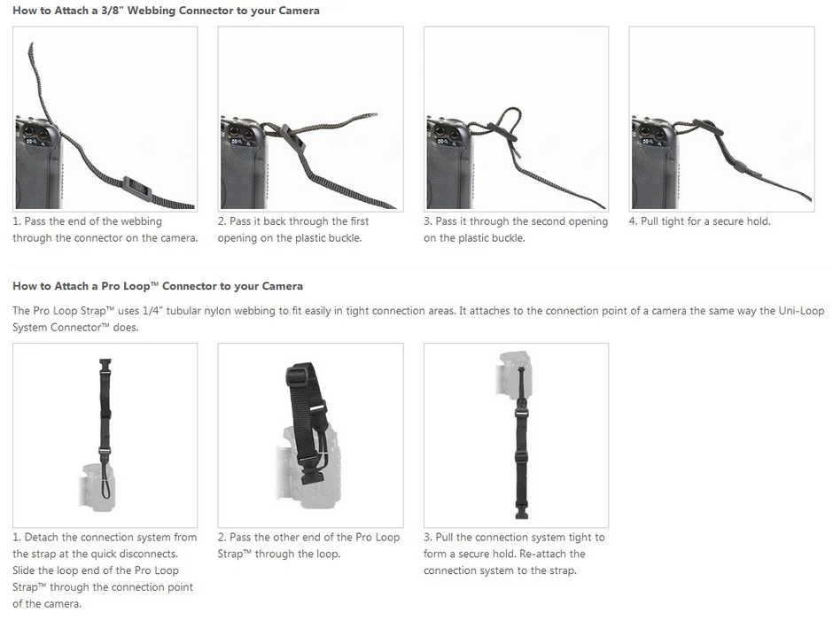 Op/Tech Pro Loop Strap with 1/4" Loop Connectors, 37-43" - Black