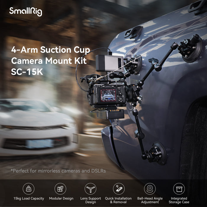 SmallRig SC-15K All-in-One 4-Arm Suction Cup Camera Mount Kit for Vehicle Shooting 3565