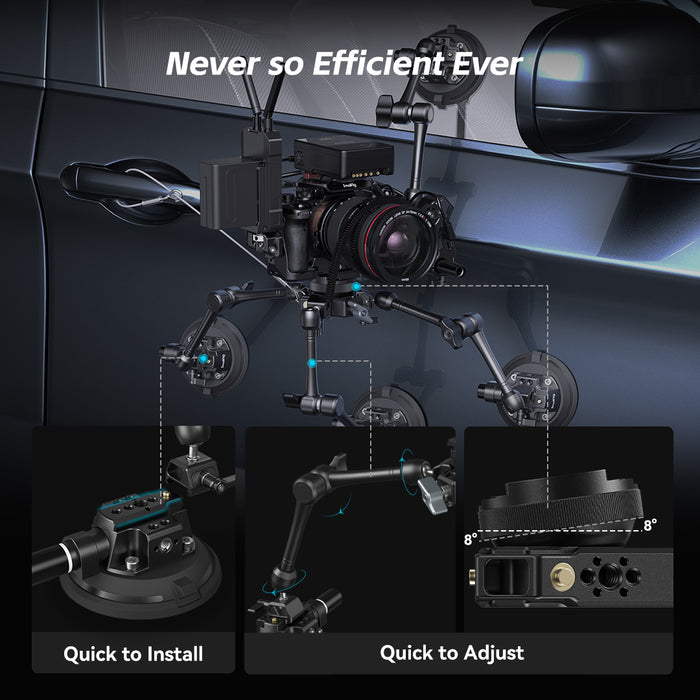 SmallRig SC-15K All-in-One 4-Arm Suction Cup Camera Mount Kit for Vehicle Shooting 3565