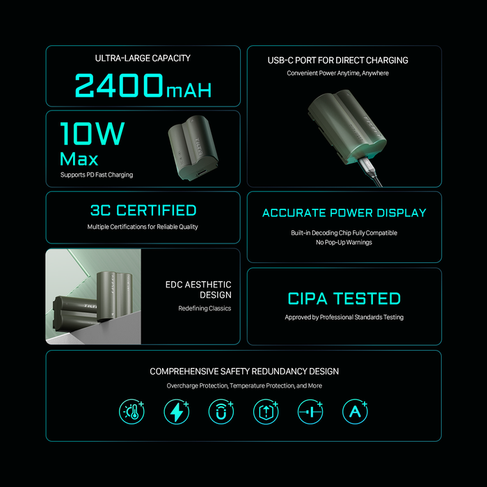 Tilta NP-W235 Battery with USB-C Input (2400mAh) - Green