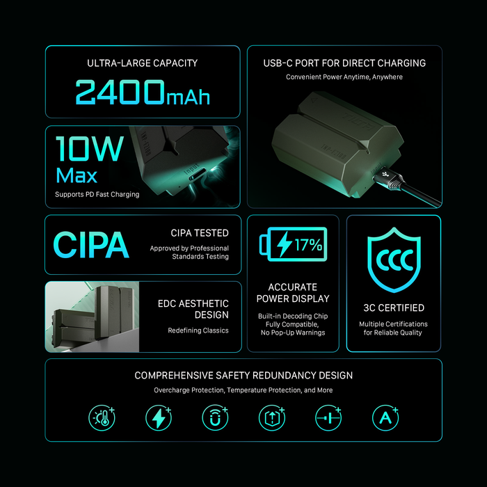 Tilta NP-FZ100 Battery with USB-C Input (2400mAh) - Green