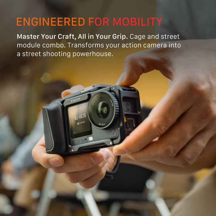 Tilta Full Camera Cage with Street Snap Accessory Kit for DJI Osmo Action 6 - Titanium Gray