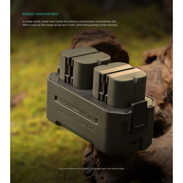 Tilta Portable 4-Bay Charging Station Kit with Canon LP-E6 Batteries (4x) – Green