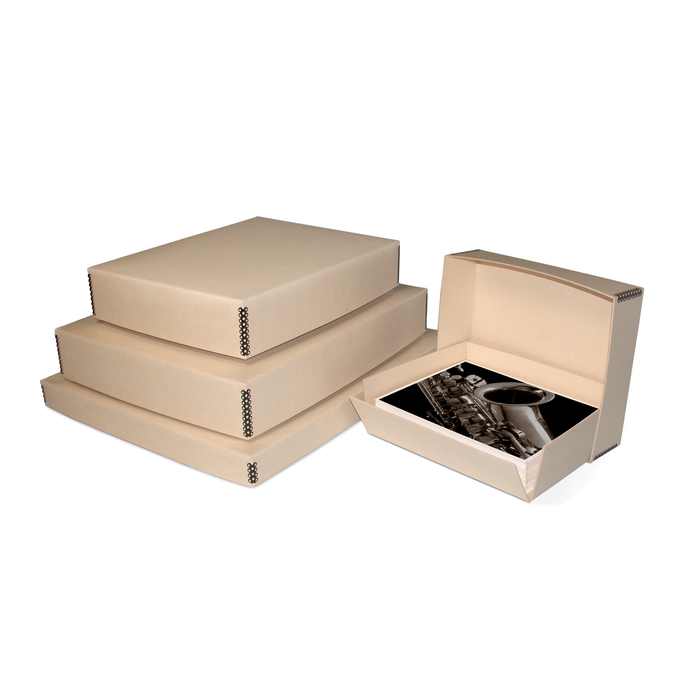 Print File TDF9123 Tan Drop-Front Metal-Edge 2-Piece Archival Box, 3" Deep, 9 × 12"