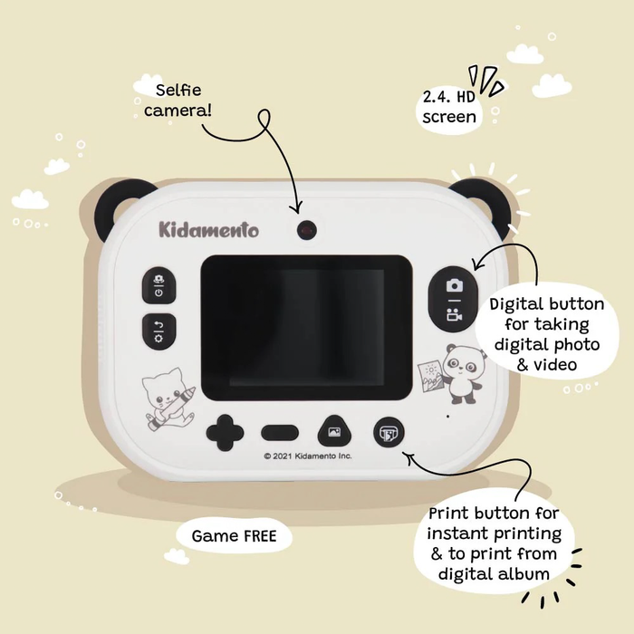 Kidamento Model P Instant Print Digital Camera for Kids - Panda