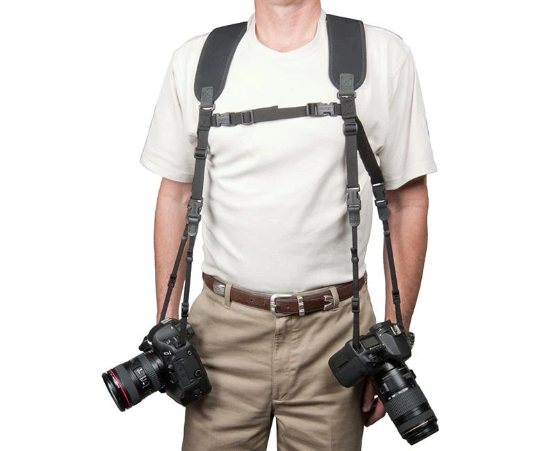 Op/Tech Dual Harness Strap with 3/8" Connectors, Regular 20-31" - Black