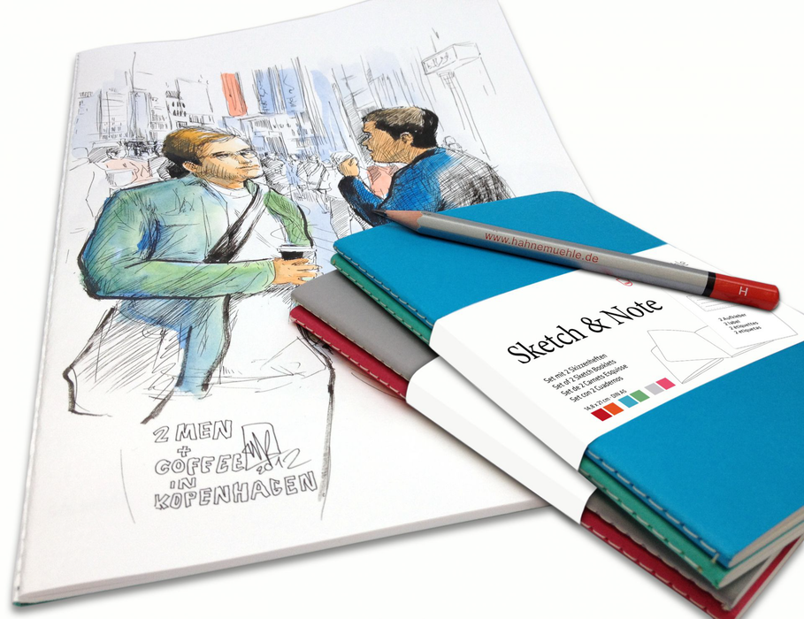 Hahnemühle Sketch & Note Booklet Bundle, A6, 20 Sheets (40 Pages) - Laurier/Fuchsia (Grey/Pink Bundle)