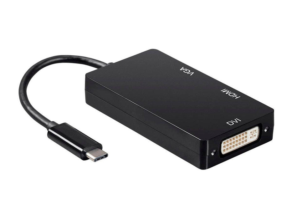 Monoprice USB-C to 4K HDMI, Single Link DVI, VGA Adapter - Black