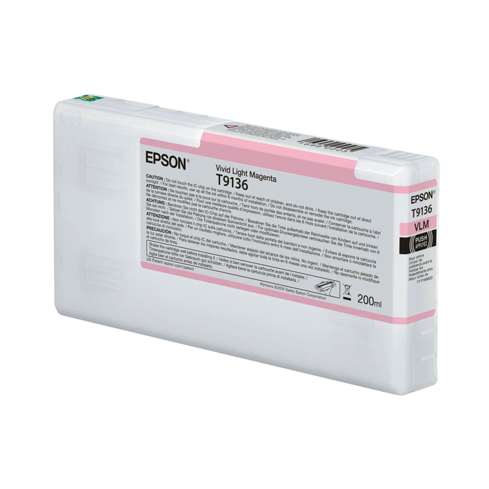 Epson T9136 UltraChrome HDX Vivid Light Magenta Ink Cartridge for SureColor SC-P5000 Printers - 200 mL