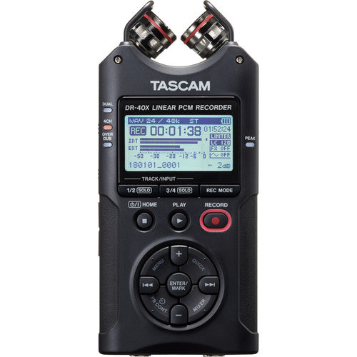 Tascam DR-40X 4-Channel / 4-Track Portable Audio Recorder with Adjustable Stereo Microphone