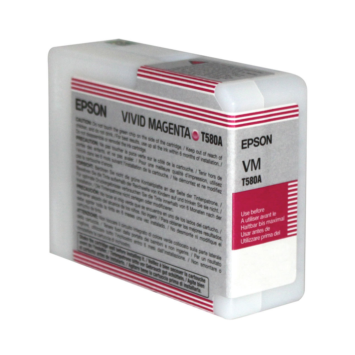 Epson T580A UltraChrome K3 Vivid Magenta Ink Cartridge for Stylus Pro 3880 Printers - 80mL
