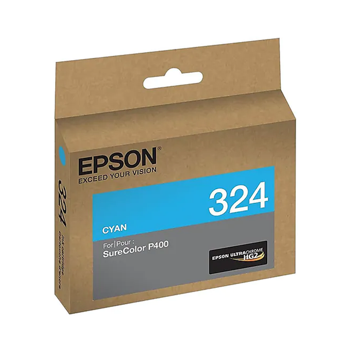 Epson T324 UltraChrome HG2 Cyan Ink Cartridge for SureColor P400 Printer - 14mL