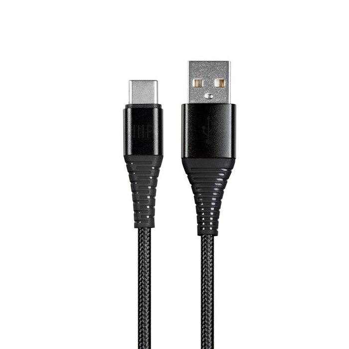 Monoprice AtlasFlex Series Durable USB 2.0 Type-C to Type-A Charge & Sync Kevlar-Reinforced Nylon-Braid Cable - 6ft, Black