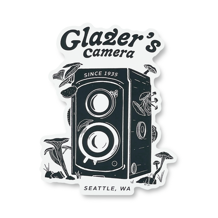 Glazer's Sticker - Vintage Camera with Mushrooms